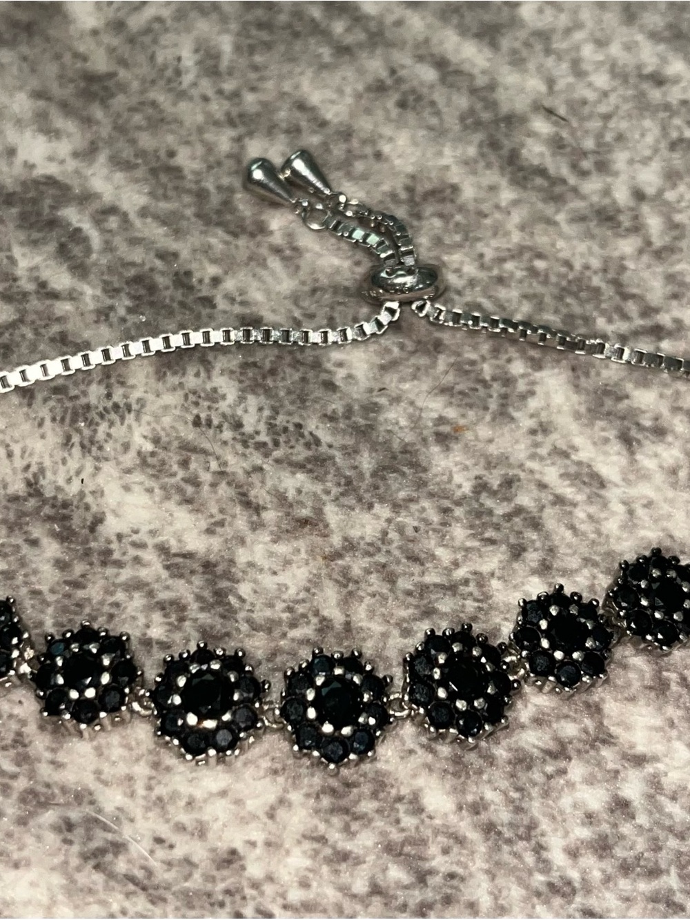 sterling silver Black Spinel Flower Bracelet